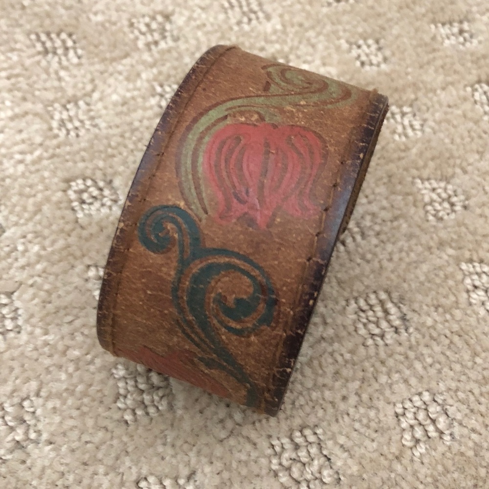 Leather cuff bracelet.